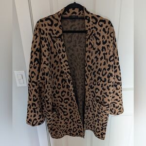 J. Crew Animal Print Blazer Cardigan in Tan and Black xxl